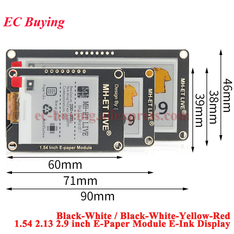 Display Epaper 2.9 - شاشة عرض إلكترونية E-Ink مقاس 1.54